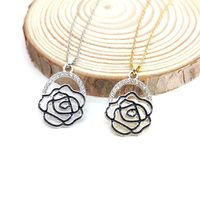 Sweet Simple Style Rose Flower Alloy Plating Hollow Out Rhinestones Gold Plated Silver Plated Women's Drop Earrings main image 6