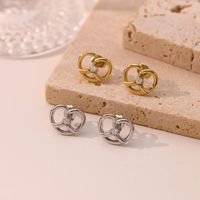 1 Pair Simple Style Heart Shape Inlay Stainless Steel Zircon Gold Plated Ear Studs main image 1