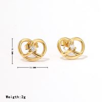 1 Pair Simple Style Heart Shape Inlay Stainless Steel Zircon Gold Plated Ear Studs main image 3