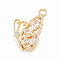 1 Piece 9 * 15mm Copper Zircon 18K Gold Plated White Gold Plated Butterfly Polished Pendant main image 9