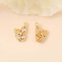 1 Piece 9 * 15mm Copper Zircon 18K Gold Plated White Gold Plated Butterfly Polished Pendant main image 4