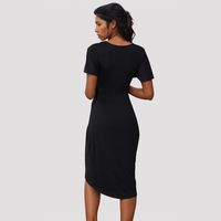 Femmes Robe Régulière Style Simple Col En V Manche Courte Couleur Unie Au Genou Vacances Du Quotidien main image 4