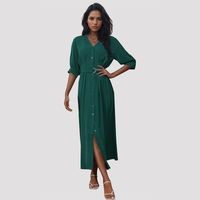 Women's Regular Dress Simple Style V Neck Belt Half Sleeve Solid Color Midi Dress Holiday Daily main image 2