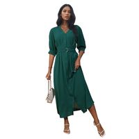 Femmes Robe Régulière Style Simple Col En V Ceinture Demi Manche Couleur Unie Robe Mi-Longue Vacances Du Quotidien main image 5