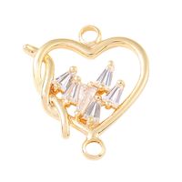 1 Piece 15 * 18mm Copper Zircon 18K Gold Plated White Gold Plated Heart Shape Polished Pendant main image 9