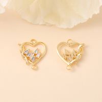 1 Piece 15 * 18mm Copper Zircon 18K Gold Plated White Gold Plated Heart Shape Polished Pendant main image 4