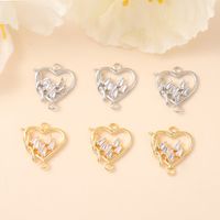 1 Piece 15 * 18mm Copper Zircon 18K Gold Plated White Gold Plated Heart Shape Polished Pendant main image 7