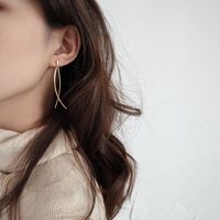 1 Pair IG Style Simple Style Lines Plating Copper 18K Gold Plated Drop Earrings main image 3