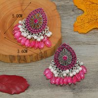 1 Pair Retro Simple Style Water Droplets Flower Tassel Hollow Out Inlay Alloy Rhinestones Silver Plated Drop Earrings main image 2