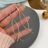 1 Pair IG Style Simple Style Lines Plating Copper 18K Gold Plated Drop Earrings main image 7