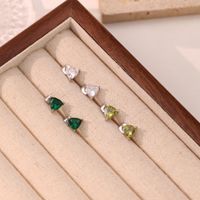 1 Pair Simple Style Triangle Inlay Stainless Steel Zircon White Gold Plated Gold Plated Ear Studs main image 6