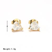 1 Pair Simple Style Triangle Inlay Stainless Steel Zircon White Gold Plated Gold Plated Ear Studs sku image 1