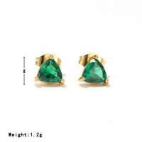 1 Pair Simple Style Triangle Inlay Stainless Steel Zircon White Gold Plated Gold Plated Ear Studs sku image 2