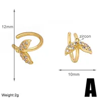 1 Pair Modern Style Simple Style Bat Inlay Copper Zircon 18K Gold Plated Ear Cuffs main image 2