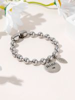 Stainless Steel Casual MAMA Simple Style Letter Leaves Beaded Carving Bracelets main image 3
