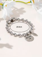 Stainless Steel Casual MAMA Simple Style Letter Leaves Beaded Carving Bracelets main image 2