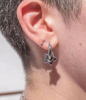 1 Pair Simple Style Star Heart Shape Polishing Titanium Steel Drop Earrings main image 3