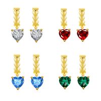 1 Pair Simple Style Heart Shape Inlay Brass Artificial Diamond Drop Earrings main image 7