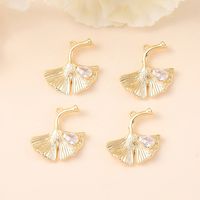1 Piece 20 * 22mm Copper Zircon 18K Gold Plated White Gold Plated Ginkgo Leaf Polished Pendant main image 6