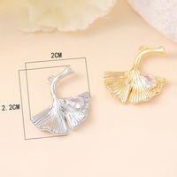 1 Piece 20 * 22mm Copper Zircon 18K Gold Plated White Gold Plated Ginkgo Leaf Polished Pendant main image 2