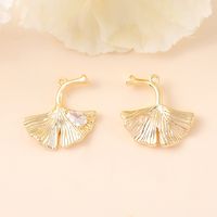 1 Piece 20 * 22mm Copper Zircon 18K Gold Plated White Gold Plated Ginkgo Leaf Polished Pendant main image 7