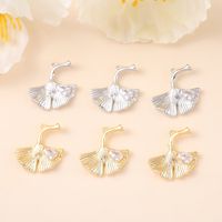 1 Piece 20 * 22mm Copper Zircon 18K Gold Plated White Gold Plated Ginkgo Leaf Polished Pendant main image 5