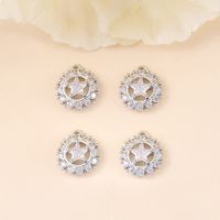 1 Piece 9 * 10mm Copper Zircon 18K Gold Plated White Gold Plated Round Star Polished Pendant main image 3