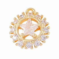 1 Piece 9 * 10mm Copper Zircon 18K Gold Plated White Gold Plated Round Star Polished Pendant main image 9