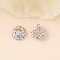 1 Piece 9 * 10mm Copper Zircon 18K Gold Plated White Gold Plated Round Star Polished Pendant main image 4