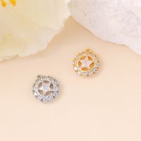 1 Piece 9 * 10mm Copper Zircon 18K Gold Plated White Gold Plated Round Star Polished Pendant main image 8
