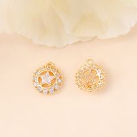 1 Piece 9 * 10mm Copper Zircon 18K Gold Plated White Gold Plated Round Star Polished Pendant sku image 1