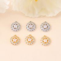1 Piece 9 * 10mm Copper Zircon 18K Gold Plated White Gold Plated Round Star Polished Pendant main image 5