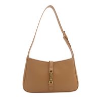 Women's Pu Leather Solid Color Classic Style Lock Clasp Shoulder Bag sku image 1
