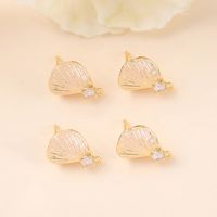 1 Pair 12 * 16mm Copper Zircon 18K Gold Plated White Gold Plated Leaf Brushed Earring Findings main image 3