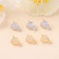 1 Pair 12 * 16mm Copper Zircon 18K Gold Plated White Gold Plated Leaf Brushed Earring Findings main image 5