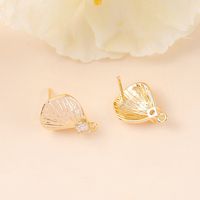 1 Pair 12 * 16mm Copper Zircon 18K Gold Plated White Gold Plated Leaf Brushed Earring Findings sku image 1