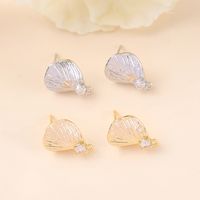 1 Pair 12 * 16mm Copper Zircon 18K Gold Plated White Gold Plated Leaf Brushed Earring Findings main image 1
