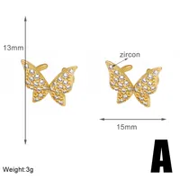 1 Pair Elegant Simple Style Star Flower Butterfly Copper Zircon 18K Gold Plated Ear Cuffs main image 2