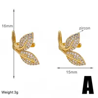 1 Pair Elegant Simple Style Leaf Star Copper Zircon 18K Gold Plated Ear Cuffs main image 2