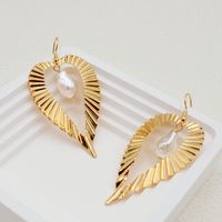 1 Pair Exaggerated Sweet Solid Color Plating Hollow Out Inlay Stainless Steel Pearl Gold Plated Drop Earrings main image 1