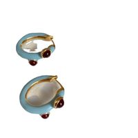 1 Pair Chinoiserie Vintage Style Oval Enamel Metal Earrings main image 2