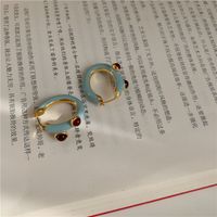 1 Pair Chinoiserie Vintage Style Oval Enamel Metal Earrings main image 5