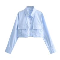 Women's Blouse Long Sleeve Blouses Pocket Streetwear Solid Color main image 3