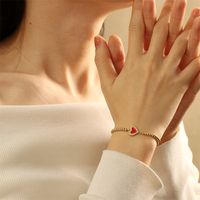 Kupfer 18 Karat Vergoldet IG-Stil Einfacher Stil Pendeln Herzform Handgemacht Emaille Inlay Zirkon Armbänder main image 4