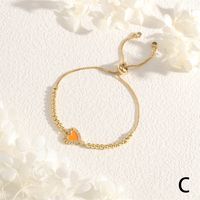 Copper 18K Gold Plated IG Style Simple Style Commute Heart Shape Handmade Enamel Inlay Zircon Bracelets sku image 3