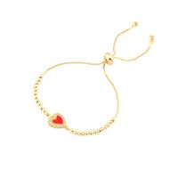 Copper 18K Gold Plated IG Style Simple Style Commute Heart Shape Handmade Enamel Inlay Zircon Bracelets main image 10