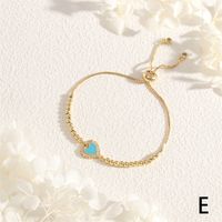 Copper 18K Gold Plated IG Style Simple Style Commute Heart Shape Handmade Enamel Inlay Zircon Bracelets sku image 2