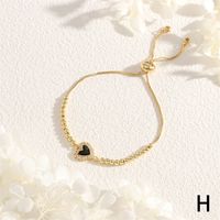 Copper 18K Gold Plated IG Style Simple Style Commute Heart Shape Handmade Enamel Inlay Zircon Bracelets sku image 8