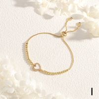 Copper 18K Gold Plated IG Style Simple Style Commute Heart Shape Handmade Enamel Inlay Zircon Bracelets sku image 9