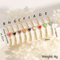 Copper 18K Gold Plated IG Style Simple Style Commute Heart Shape Handmade Enamel Inlay Zircon Bracelets main image 2